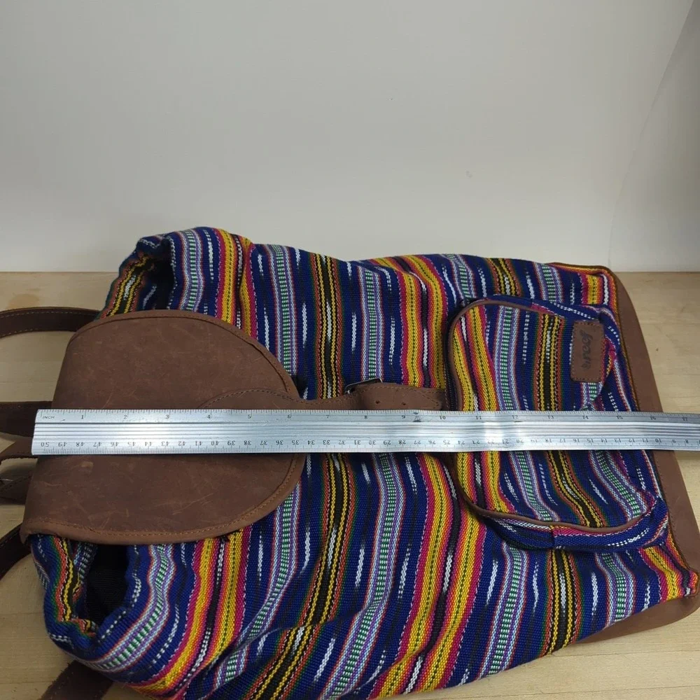Reef Drawstring Backpack Sack, Hippie Boho Festival Striped Leather Surf‎ Beach